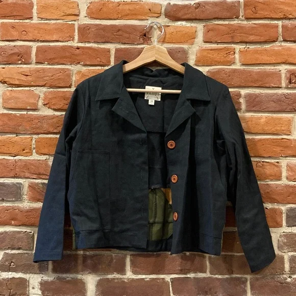 Pamut Apparel linen/hemp handmade black, green, and tan button-up Jacket - xs - Picture 2 of 11